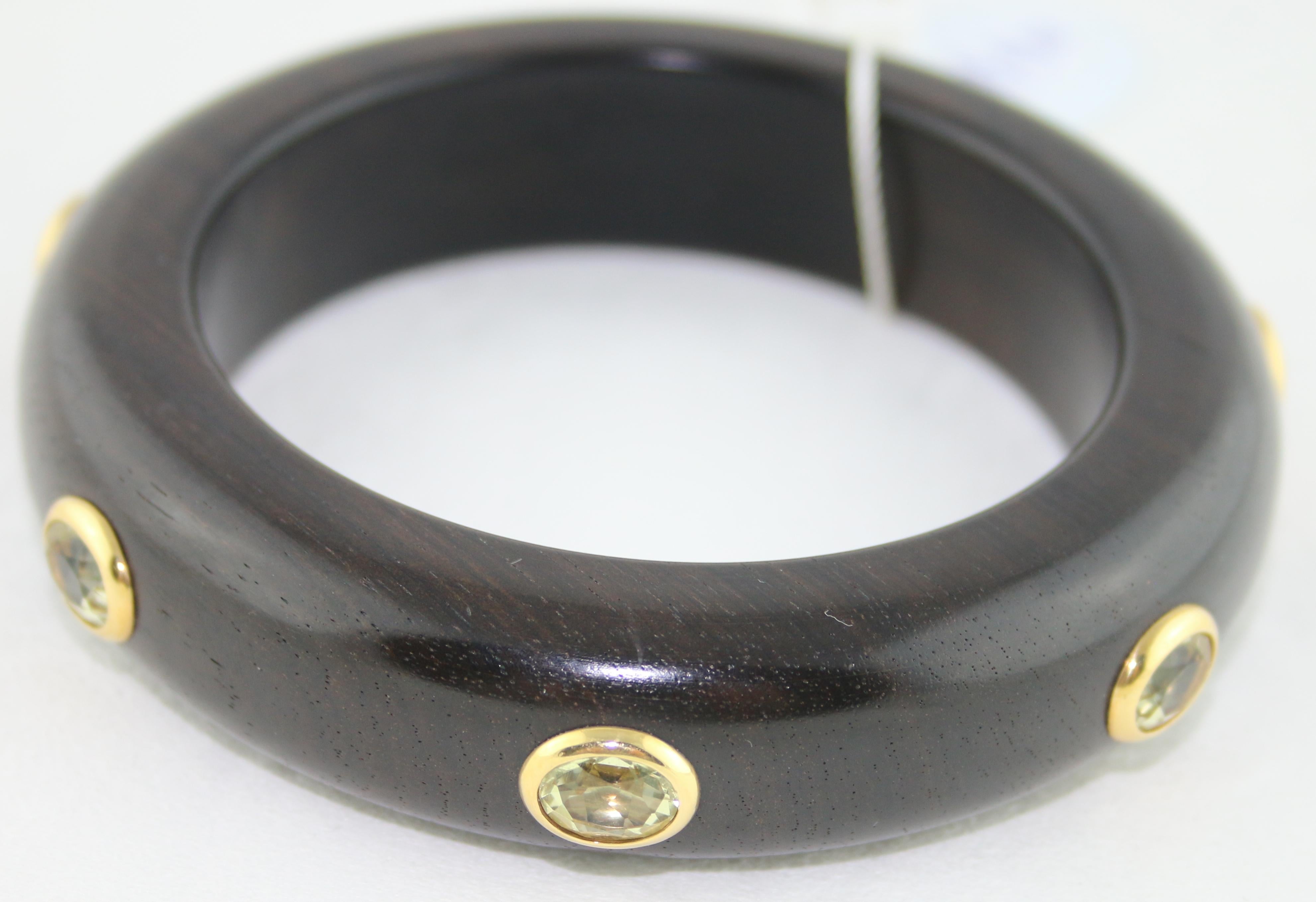 E.W. Schreiber 14.0 Carat Citrine Ebony Wood Gold Bangle For Sale 2