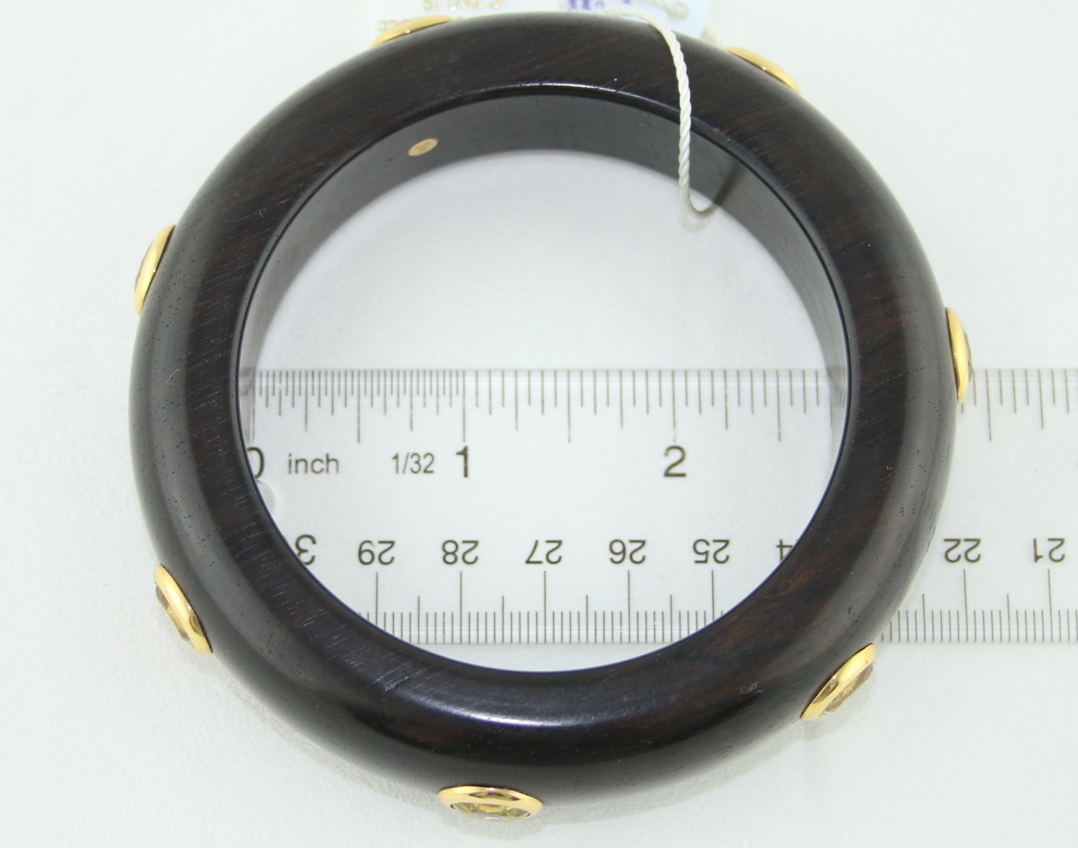 E.W. Schreiber 14.0 Carat Citrine Ebony Wood Gold Bangle For Sale 3