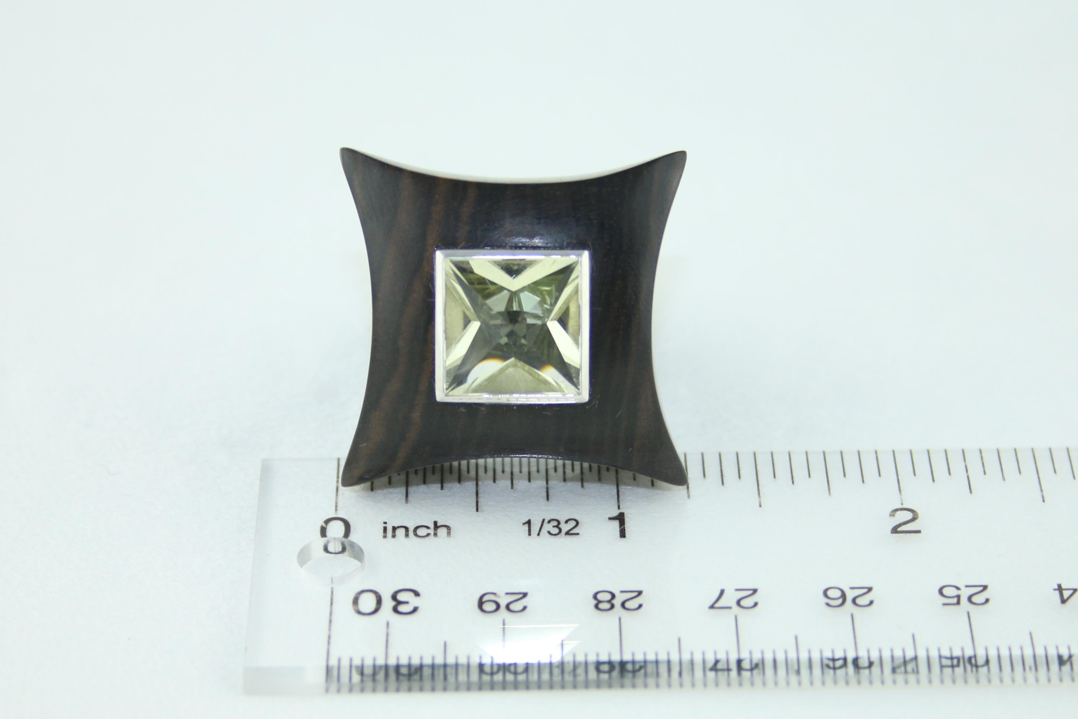 E.W. Schreiber 16.0 Carat Citrine Ebony Wood Gold Ring For Sale 5