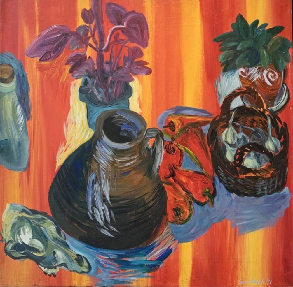 Ewa Bajek Still-Life Painting - Still life. Oil on canvas figurative painting, vibrant, Polish female artist