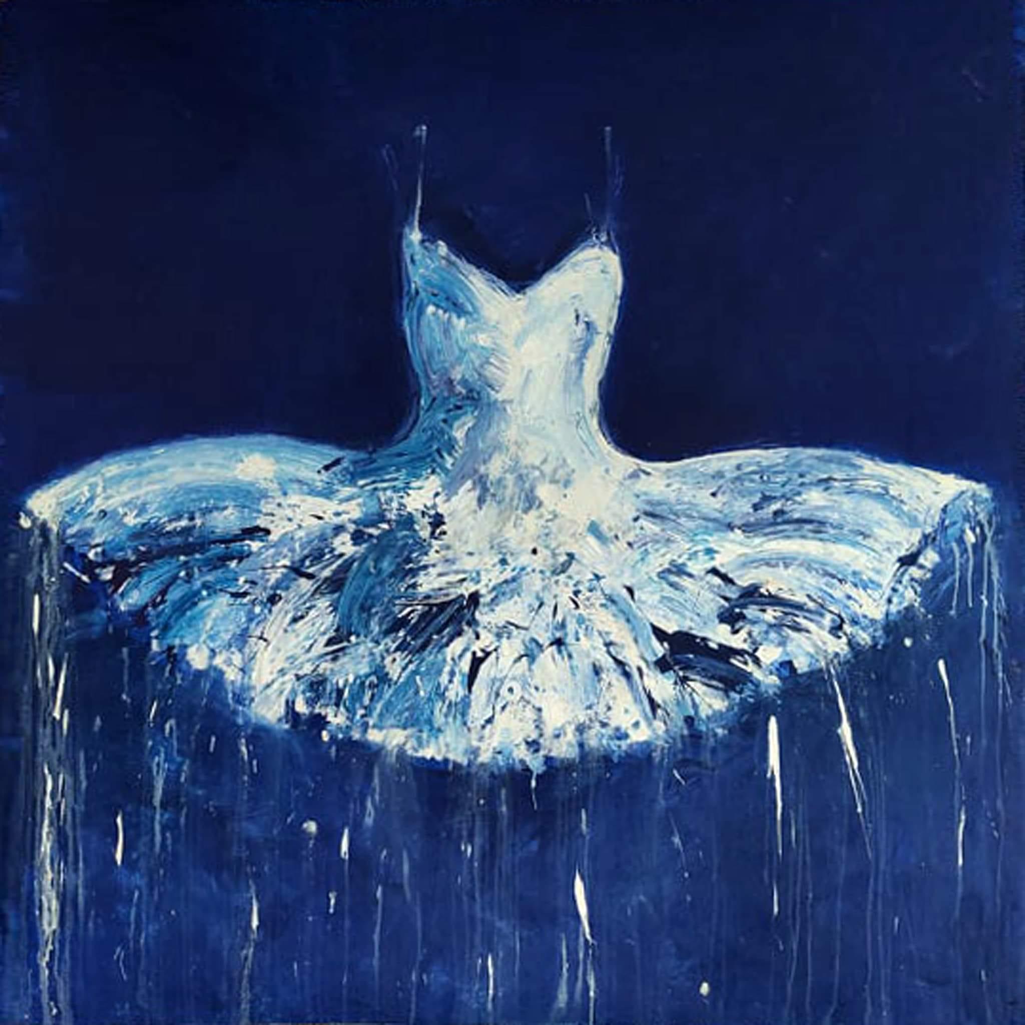 Blue Dress - Painting by Ewa Bathelier