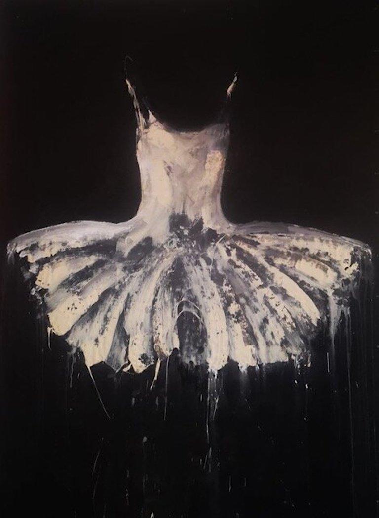 Ewa Bathelier Figurative Painting - Plumes, 2020 Acrylic on cloth 60.6 x 89.76 in. 154 x 228 cm 