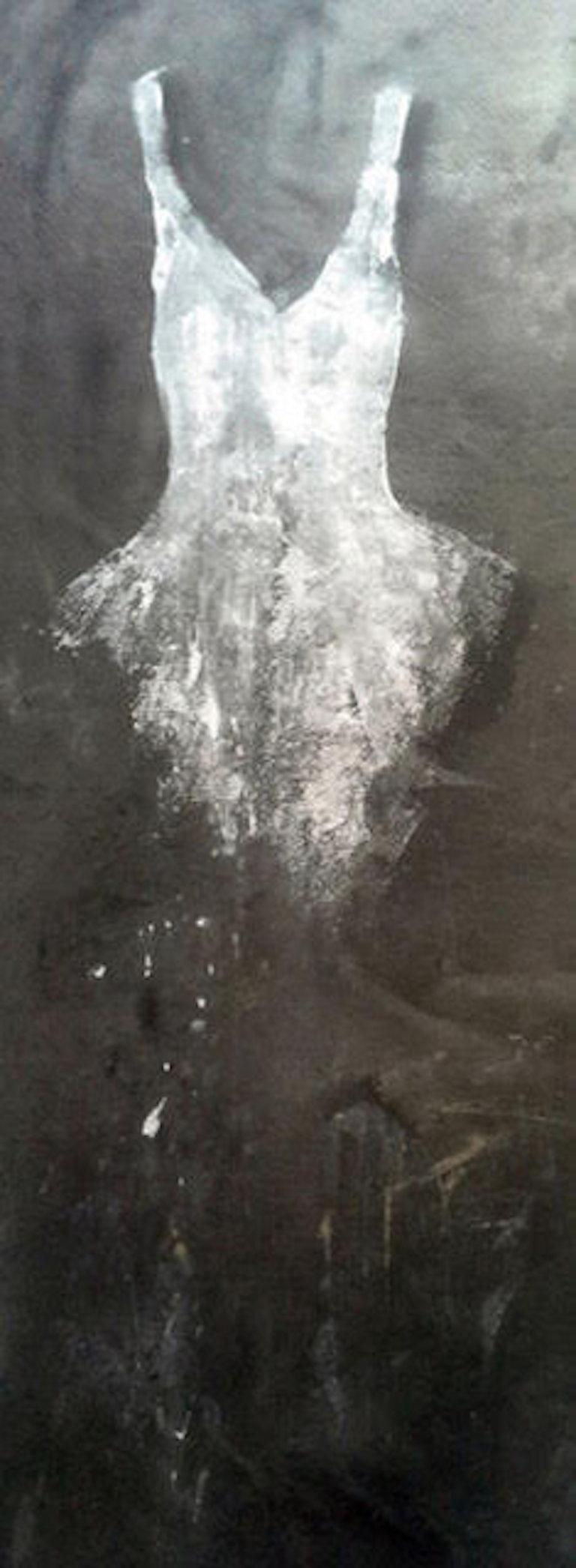 White Toscana Dress, 2014 Acrylic on fabric 96.4 x 31.5 in. 245 x 80 cm