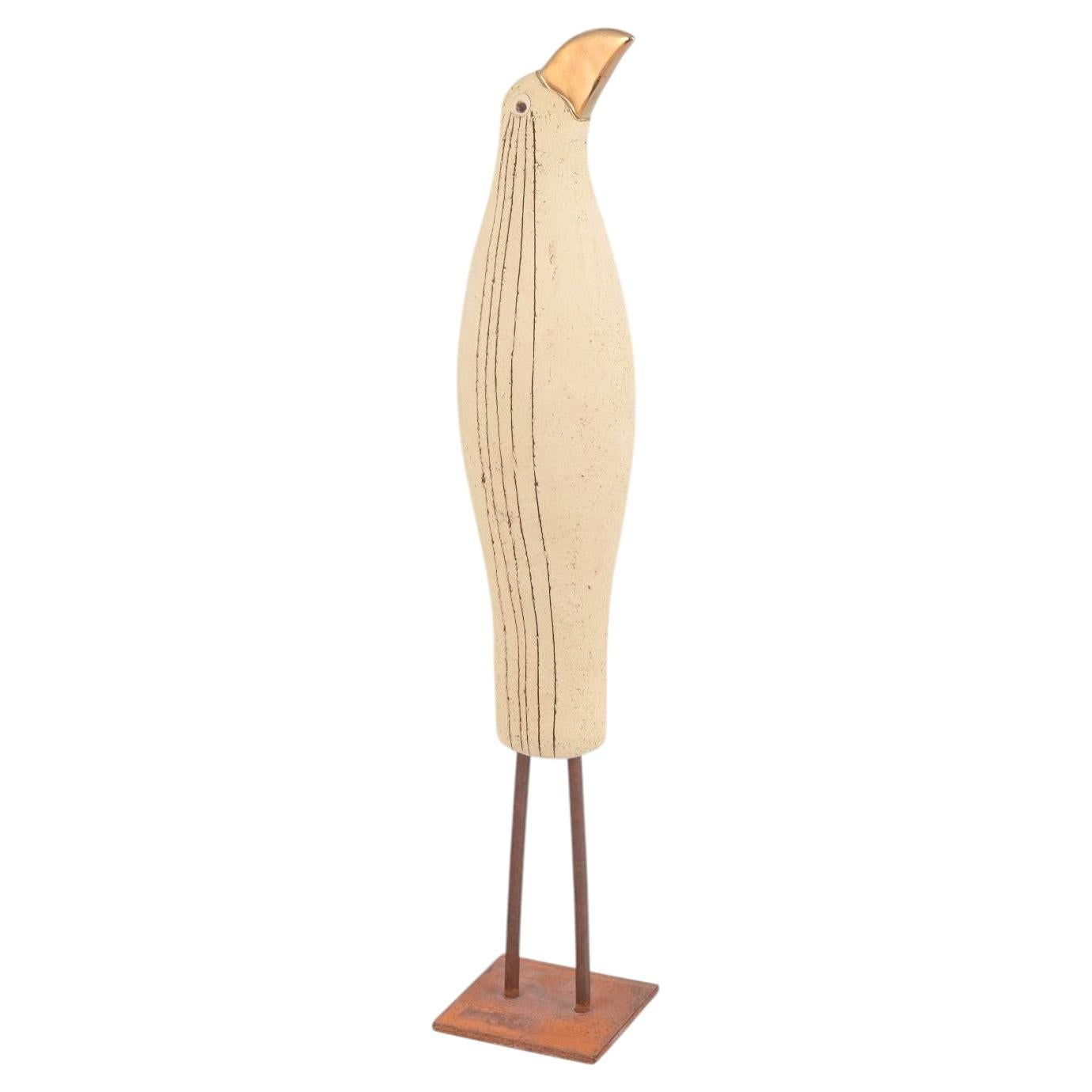 Ewa Budzowska, Polish ceramic artist. Ceramic sculpture of a bird, 1980s