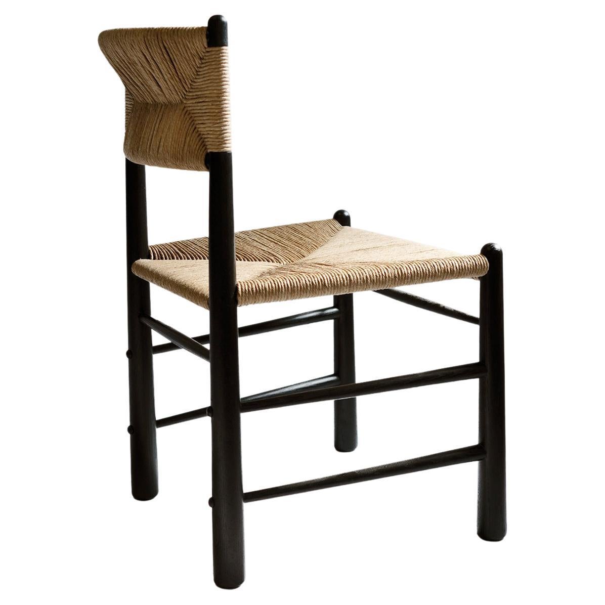 Canadian Ewa Dining Chair, Blackened Oak with Natural Fiber Rush For Sale