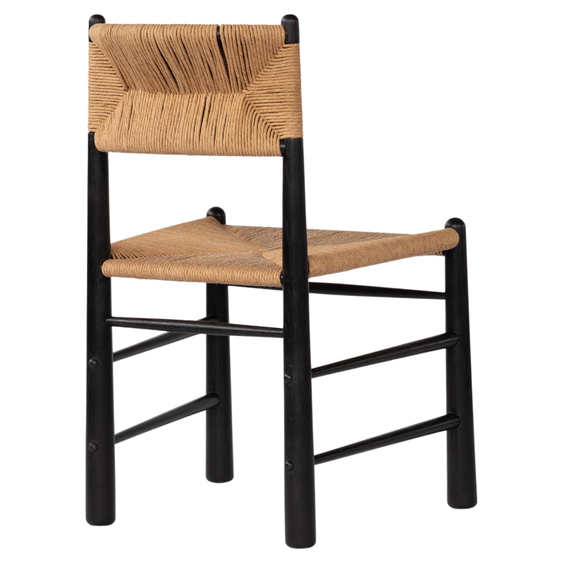 Ewa Dining Chair, Blackened Oak with Natural Fiber Rush For Sale