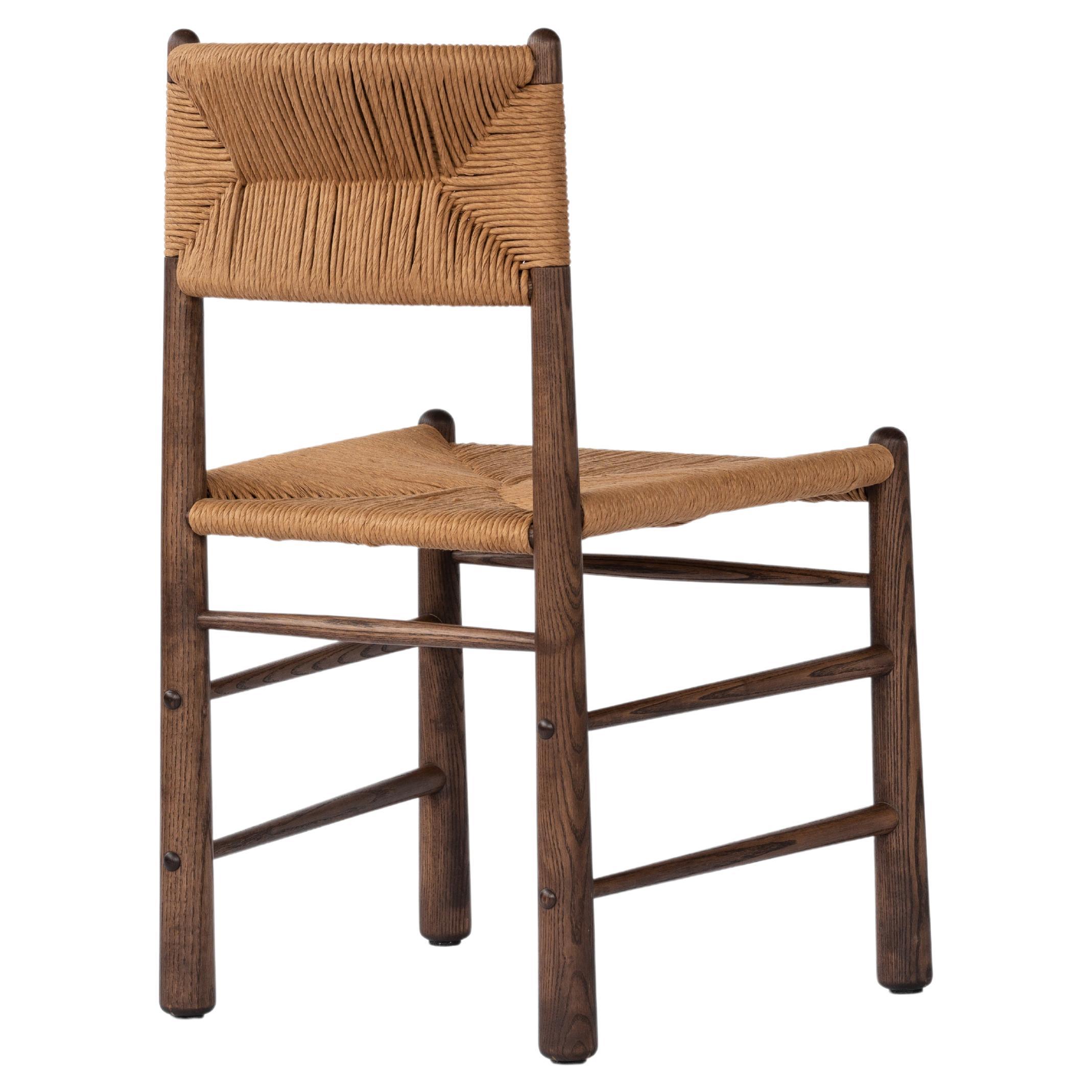 Ewa Dining Chair, Walnut with Natural Fiber Rush Woven Seat and Backrest For Sale