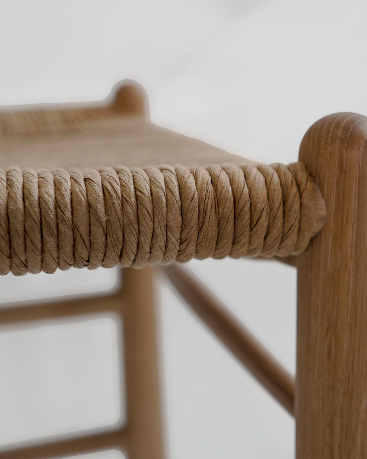 XXIe siècle et contemporain Chaise de salle à manger Ewa, chêne blanc avec jonc en fibres naturelles en vente