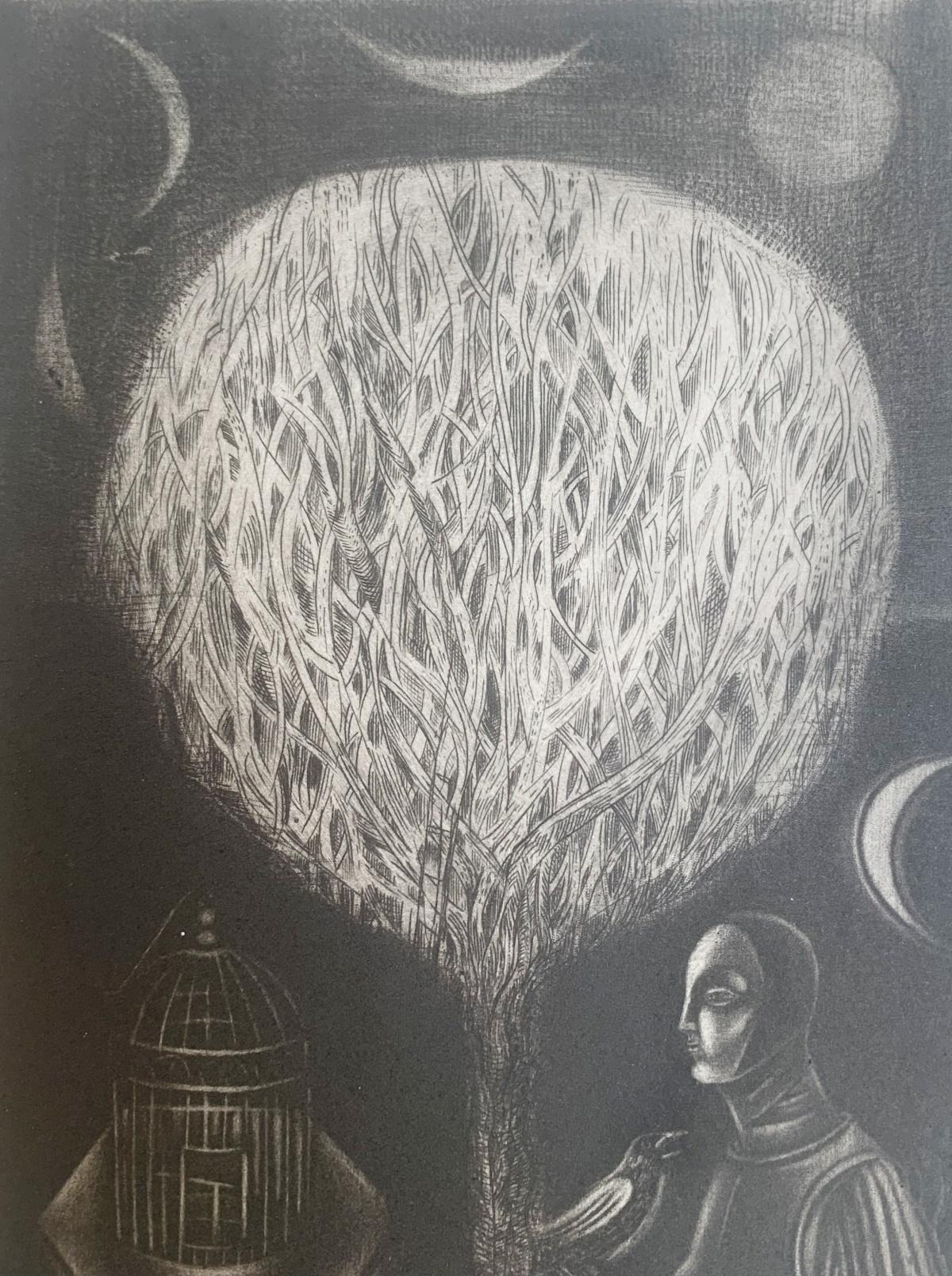 Un concerto. Stampa mezzatinta, Edizione limitata, Monocromatico, Artista polacco - Print Contemporaneo di Ewa Kutylak