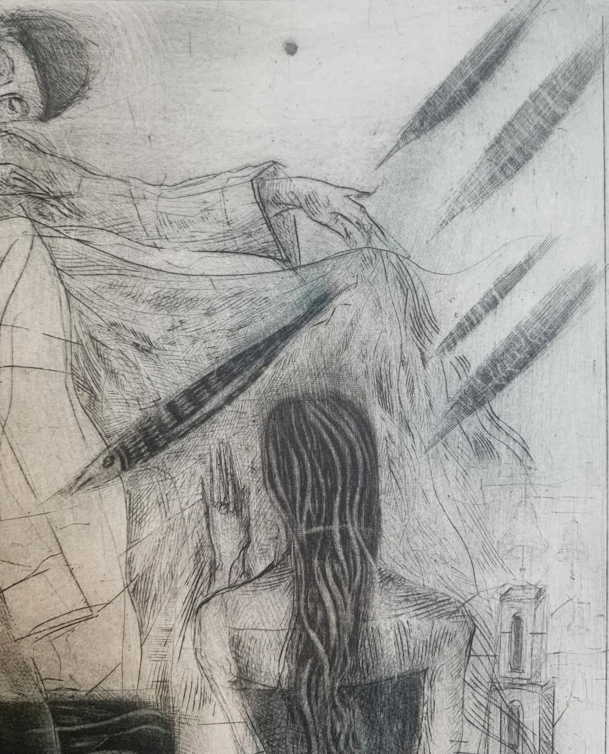 Un danseur. Mezzotint, édition limitée, noir et blanc, artiste polonais en vente 1
