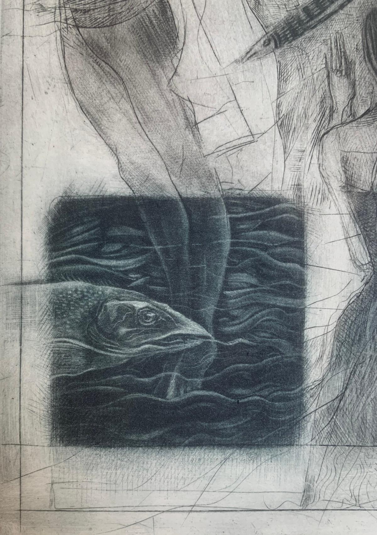 Un danseur. Mezzotint, édition limitée, noir et blanc, artiste polonais en vente 2