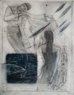 A dancer. Mezzotint print, Limited edition, Black & white, Polish artist