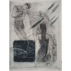 A dancer. Mezzotint print, Limited edition, Black & white, Polish artist