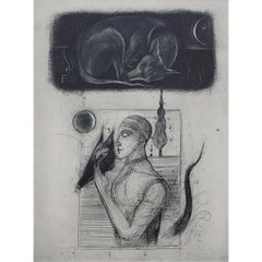A dream. Mezzotint print, Limited edition, Black and white, Polish artist