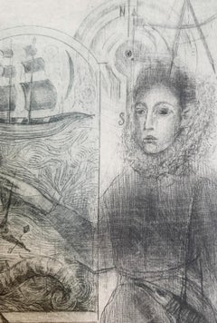 Un voyage... Mezzotint print, Limited edition, Black and white, Polish artist