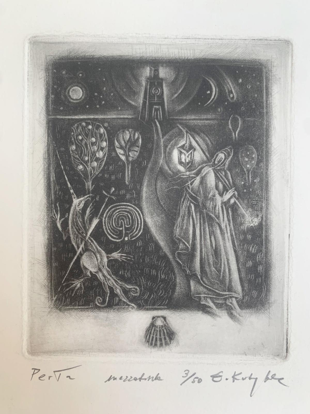 A pearl. Mezzotint print, Limited edition, Monochromatic, Polish artist - Contemporary Print by Ewa Kutylak
