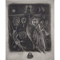 A pearl. Mezzotint print, Limited edition, Monochromatic, Polish artist