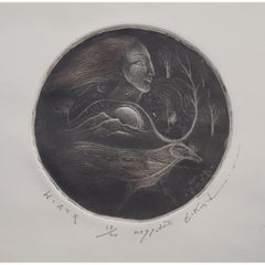 A wind. Mezzotint print, Limited edition, Monochromatic, Polish artist