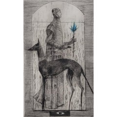 In a garden. Copperplate print, Limited edition, Black & white, Polish artist