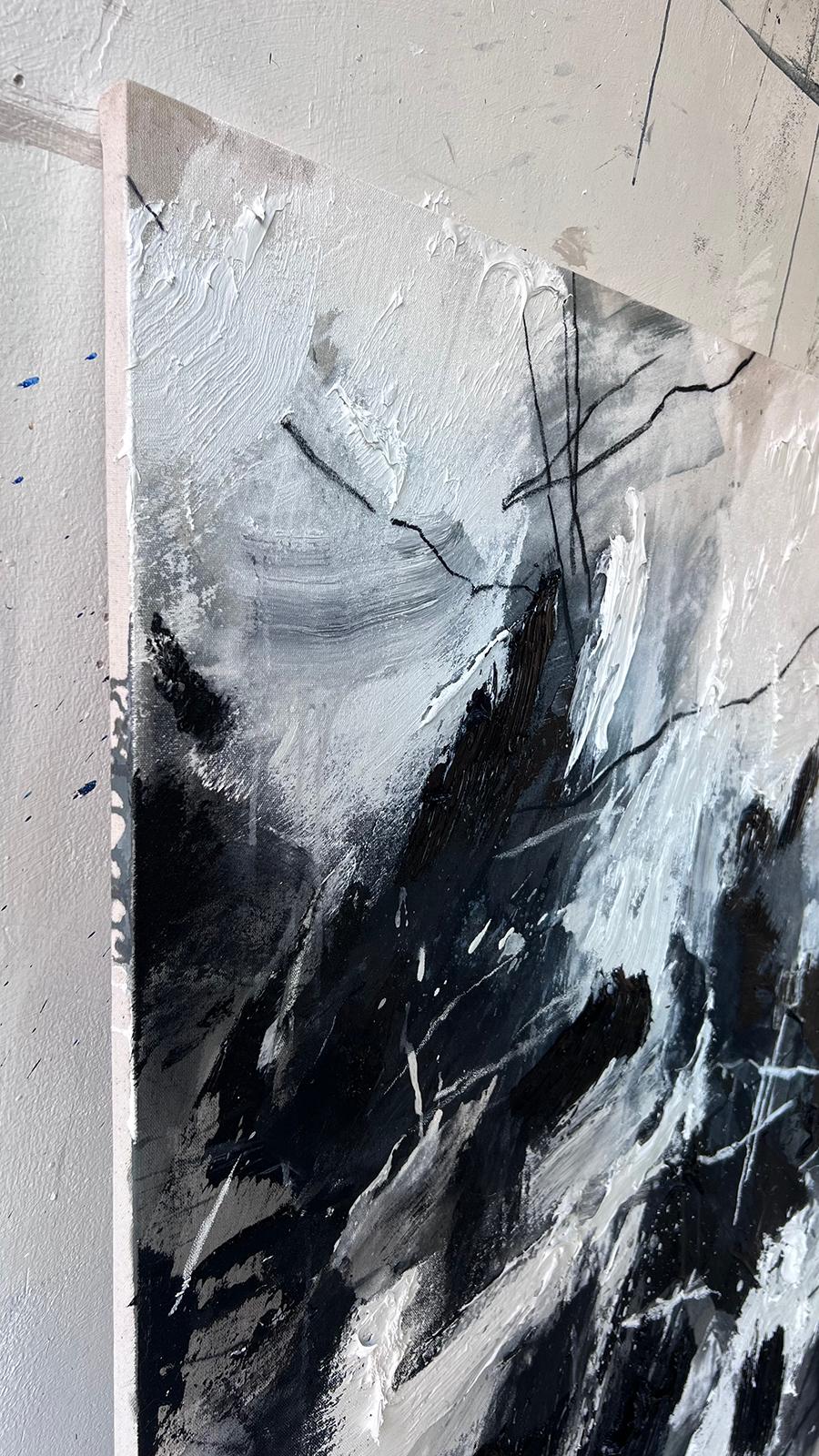 Verborgene Gefühle (Abstrakte Malerei) (Grau), Abstract Painting, von Ewa Matyja
