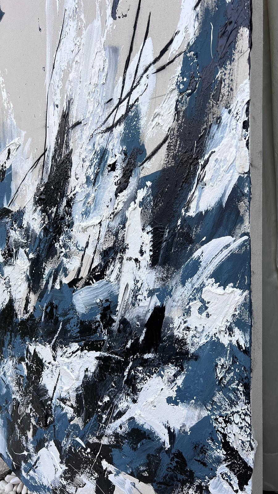 Caos Apasionado (Pintura Abstracta) - Abstract Painting Gris de Ewa Matyja