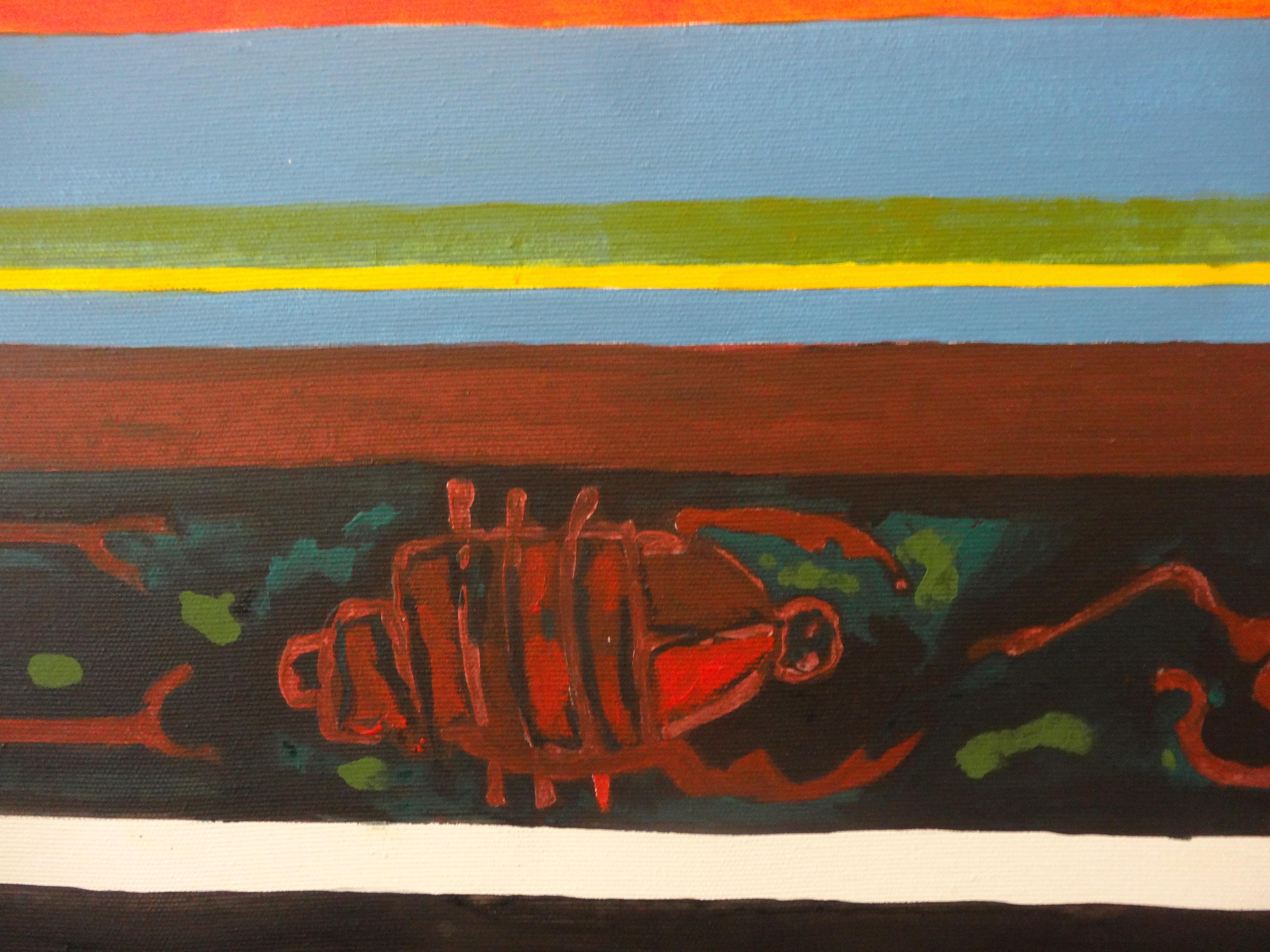 'Beetles, ' by Ewa Miazek-Mioduszewska, Acrylic on Canvas Painting For Sale 1
