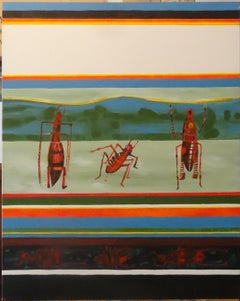'Beetles,' by Ewa Miazek-Mioduszewska, Acrylic on Canvas Painting