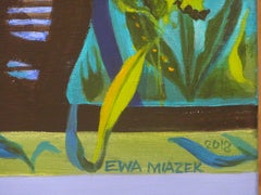 'Two Black Cats, ' by Ewa Miazek-Mioduszewska, Acrylic on Linen Painting