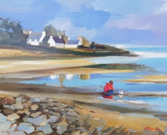 ''Les Grandes Roches'' Contemporary Oil Painting, On the Beach 