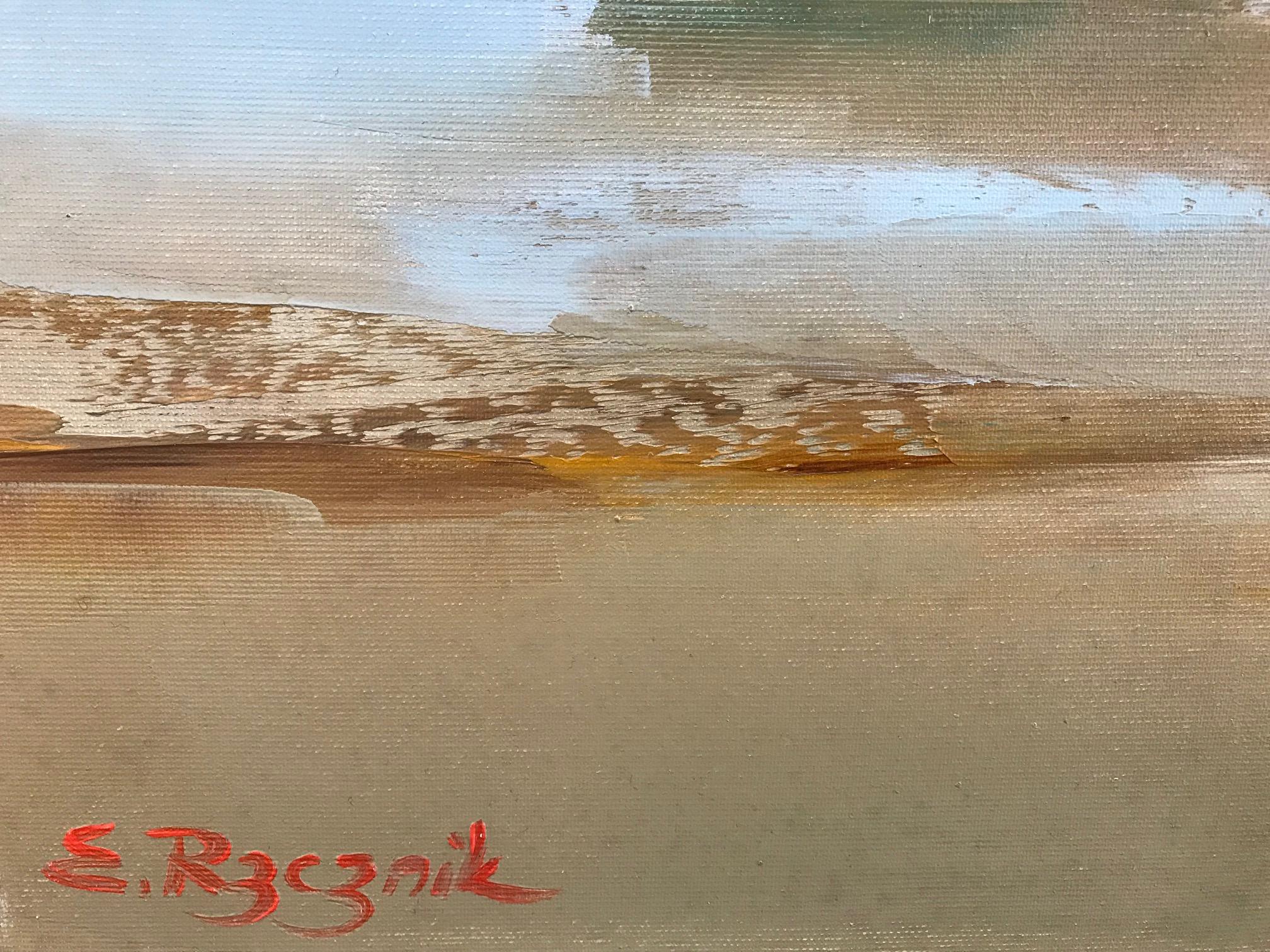 La artista polaca Ewa Rzeznik refleja la realidad en sus coloridos cuadros: Pescadores en la costa francesa, familias caminando hacia el monte Saint-Michel, niños jugando en el oleaje. El uso brillante del color, casi luminoso, atrae la atención. La