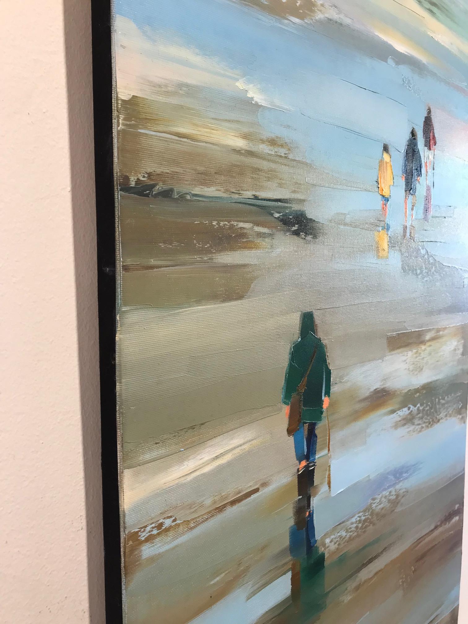 ''Monte Saint-Michel'' Pintura al óleo contemporánea Caminando hacia el Monte Saint-Michel 3