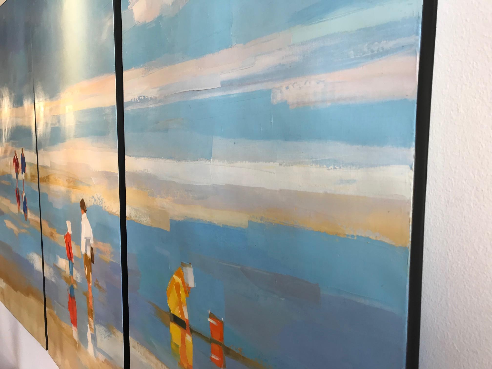 ''Un Matin D'été'' Contemporary Oil Painting of Parents and Kids on a Beach 2