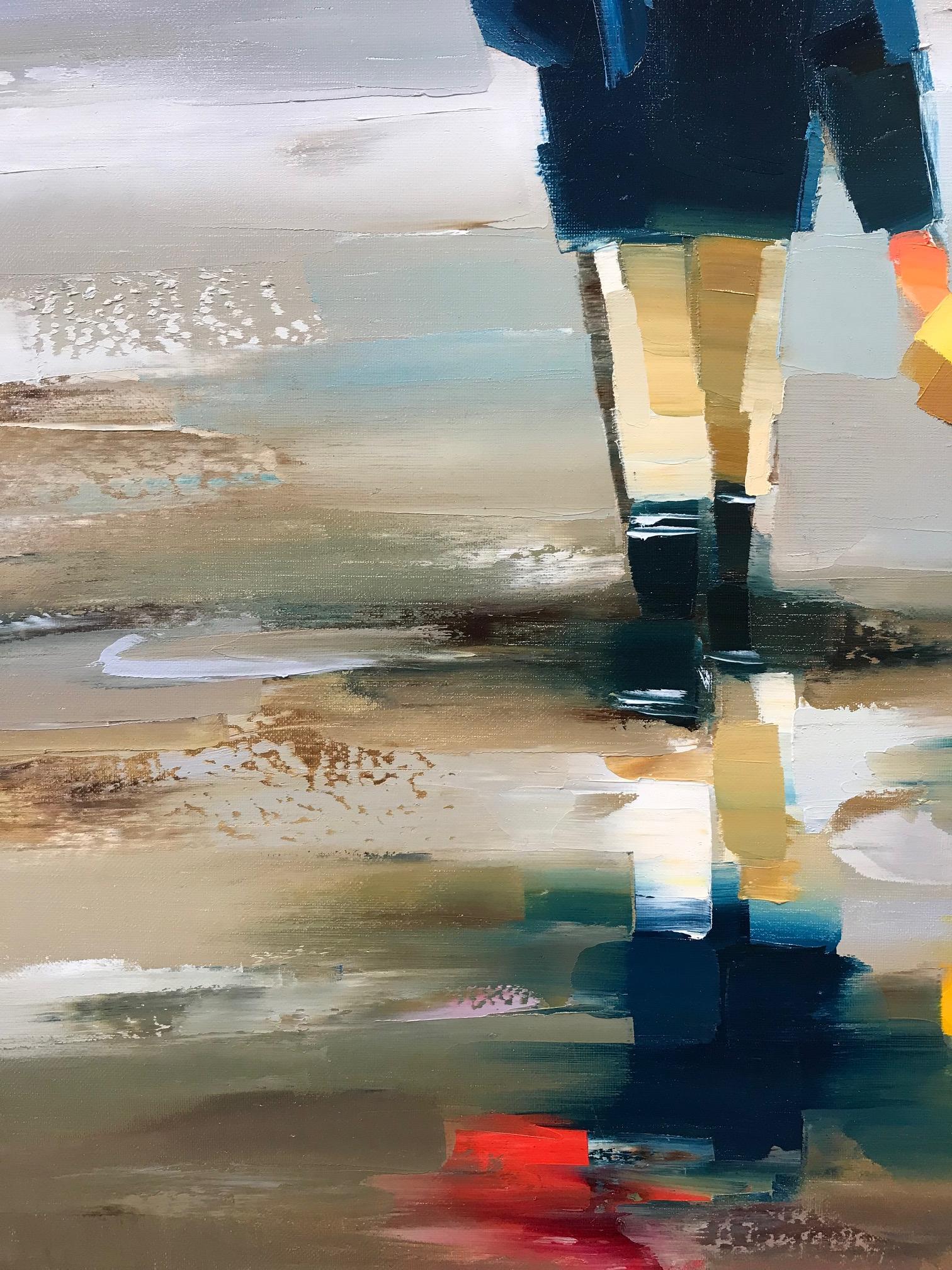''Walking on the Beach '' Contemporary Oil Painting of Family on the Beach 2