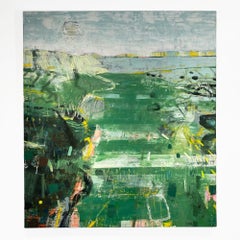 Labrador 1 (Battle Harbour), large green and yellow road landscape oil on canvas