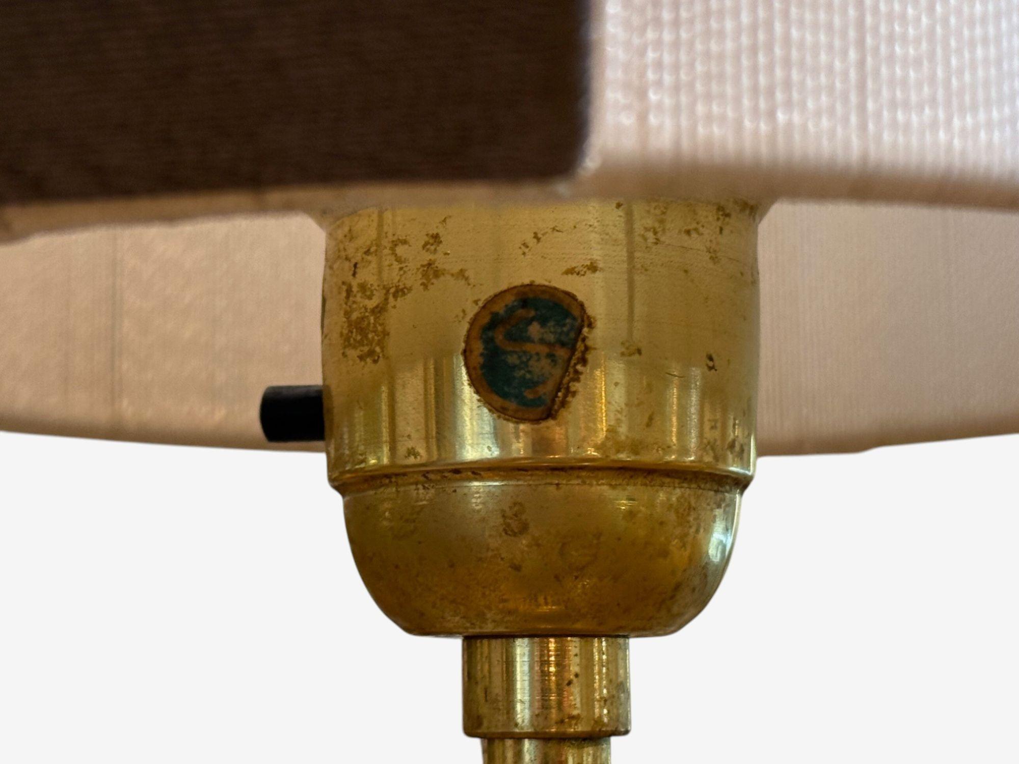E.W.A., Swedish Modern, Leather, Brass, Floor Lamp, Sweden, 1950s in vendita 1