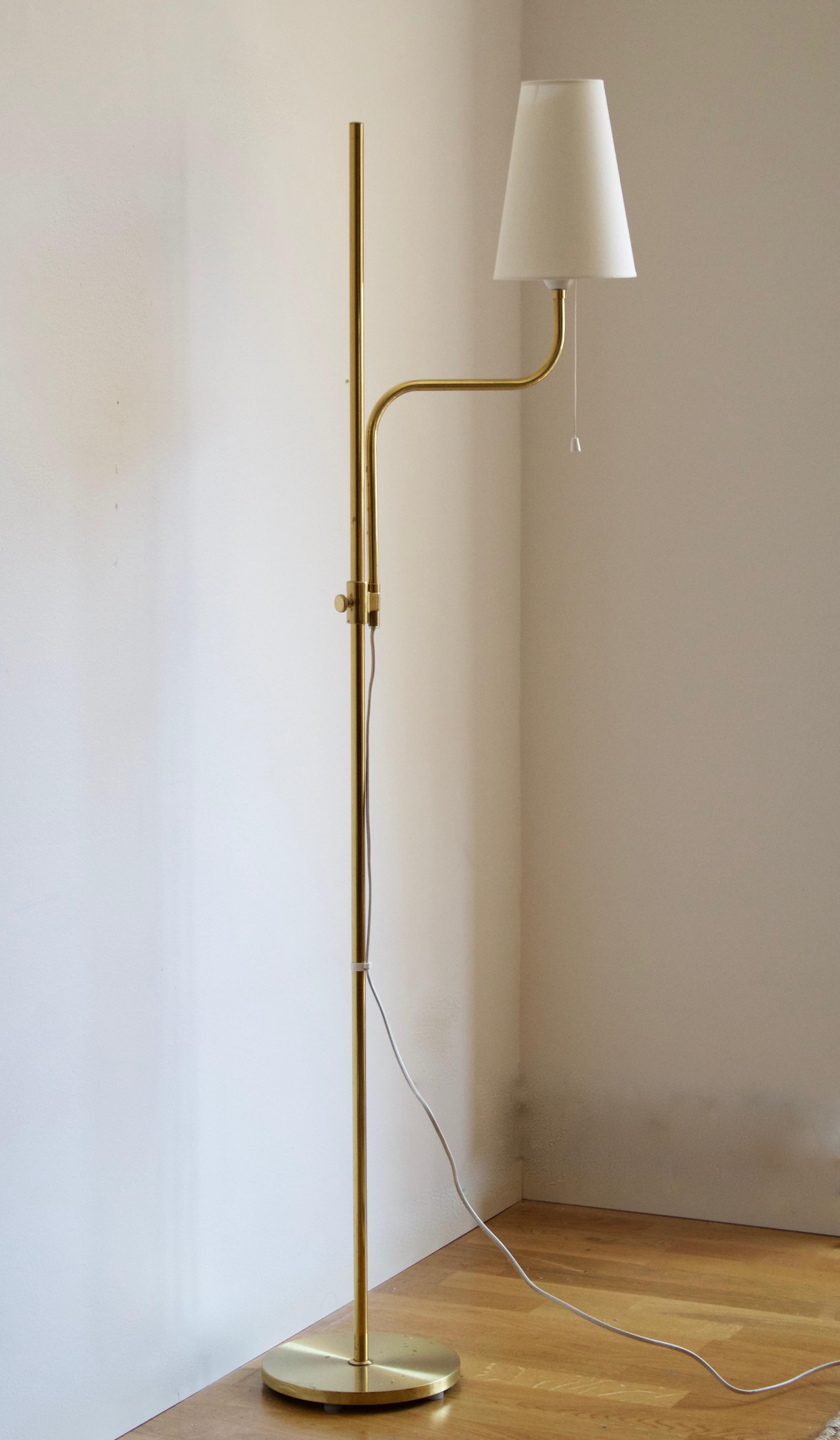 A floor lamp produced by Swedish firm Ewå Värnamo. Brand new lampshade.

Adjustable height. Stated dimensions as illustrated.

Other designers of the period include Paavo Tynell, Hans Agne Jacobsen, Josef Frank, and Serge Mouille.
 