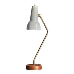 Ewå Värnamo, Desk Light / Table Lamp, Teak, Brass, Lacquered Steel, Sweden 1960s