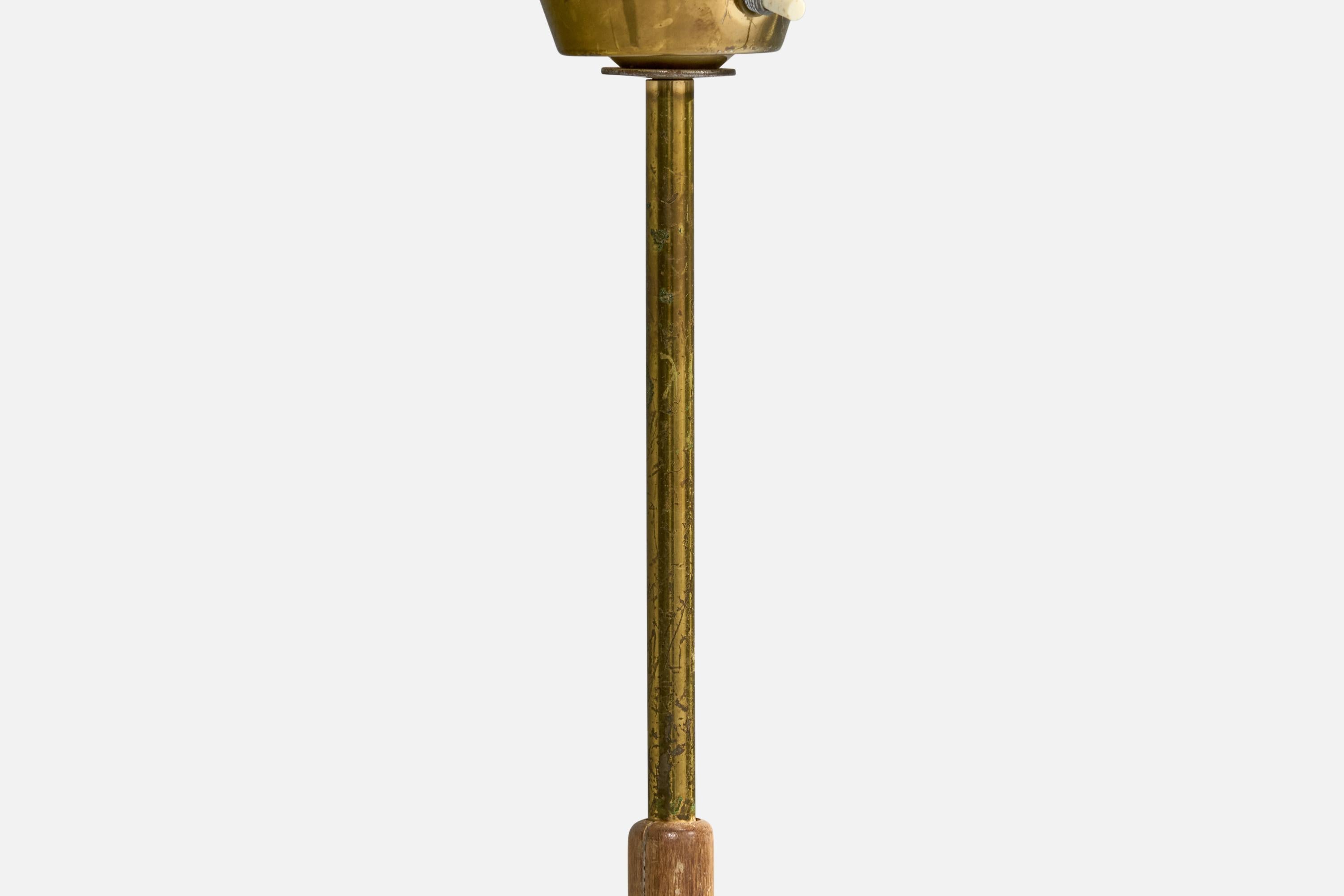 EWÅ Värnamo, Floor Lamps, Brass, Teak, Glass, Sweden, 1960s For Sale 4