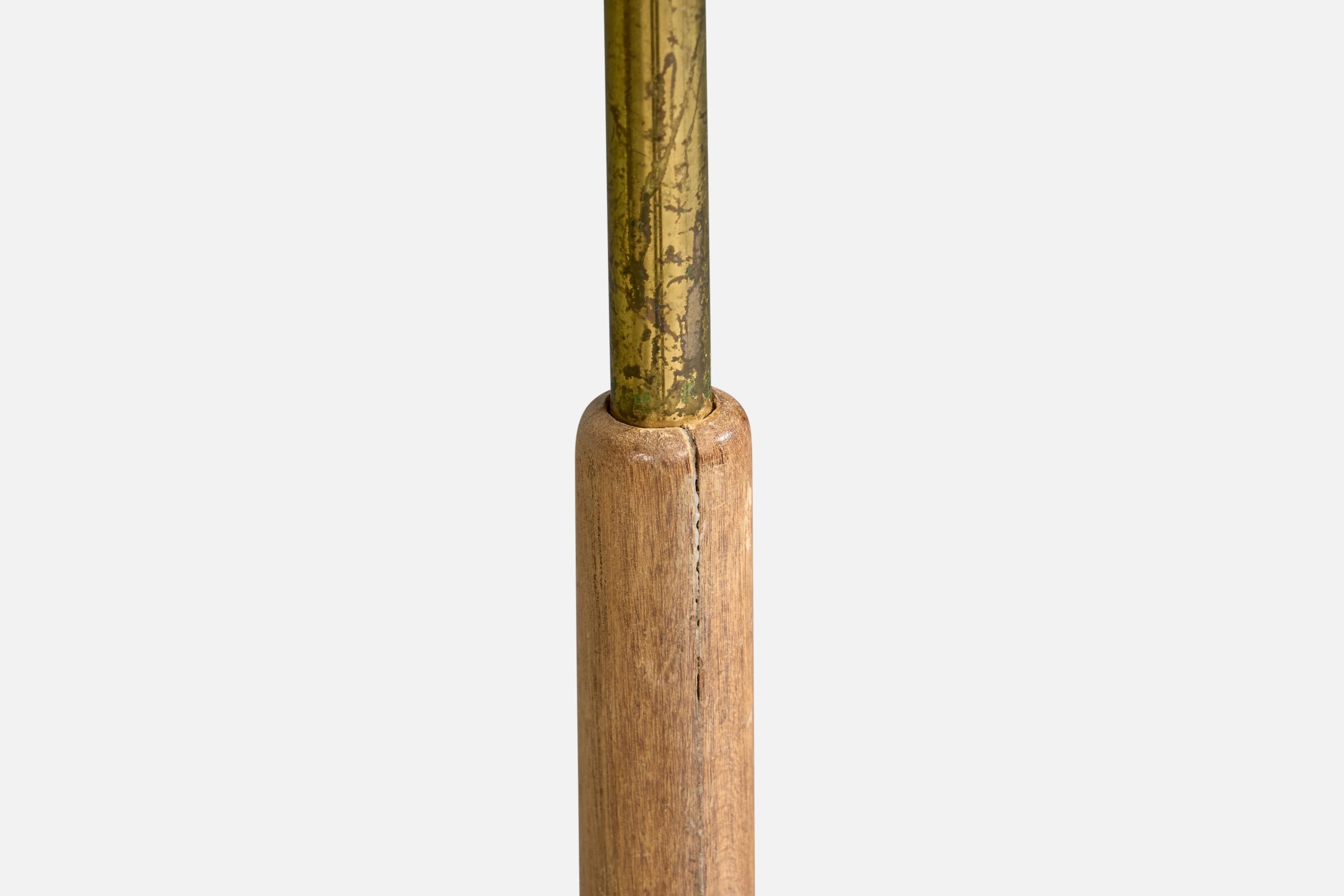 EWÅ Värnamo, Floor Lamps, Brass, Teak, Glass, Sweden, 1960s For Sale 5