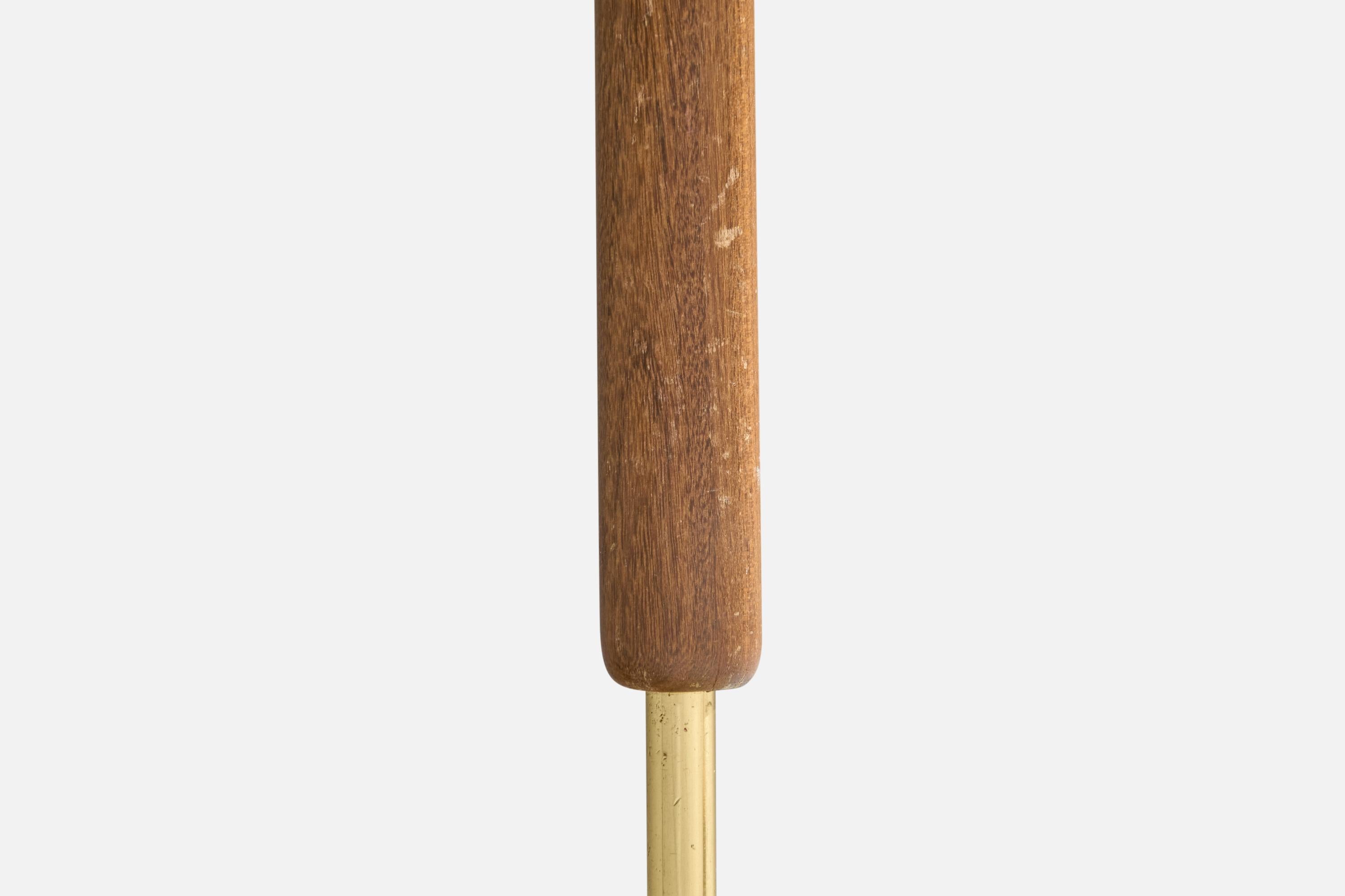 EWÅ Värnamo, Floor Lamps, Brass, Teak, Glass, Sweden, 1960s For Sale 6