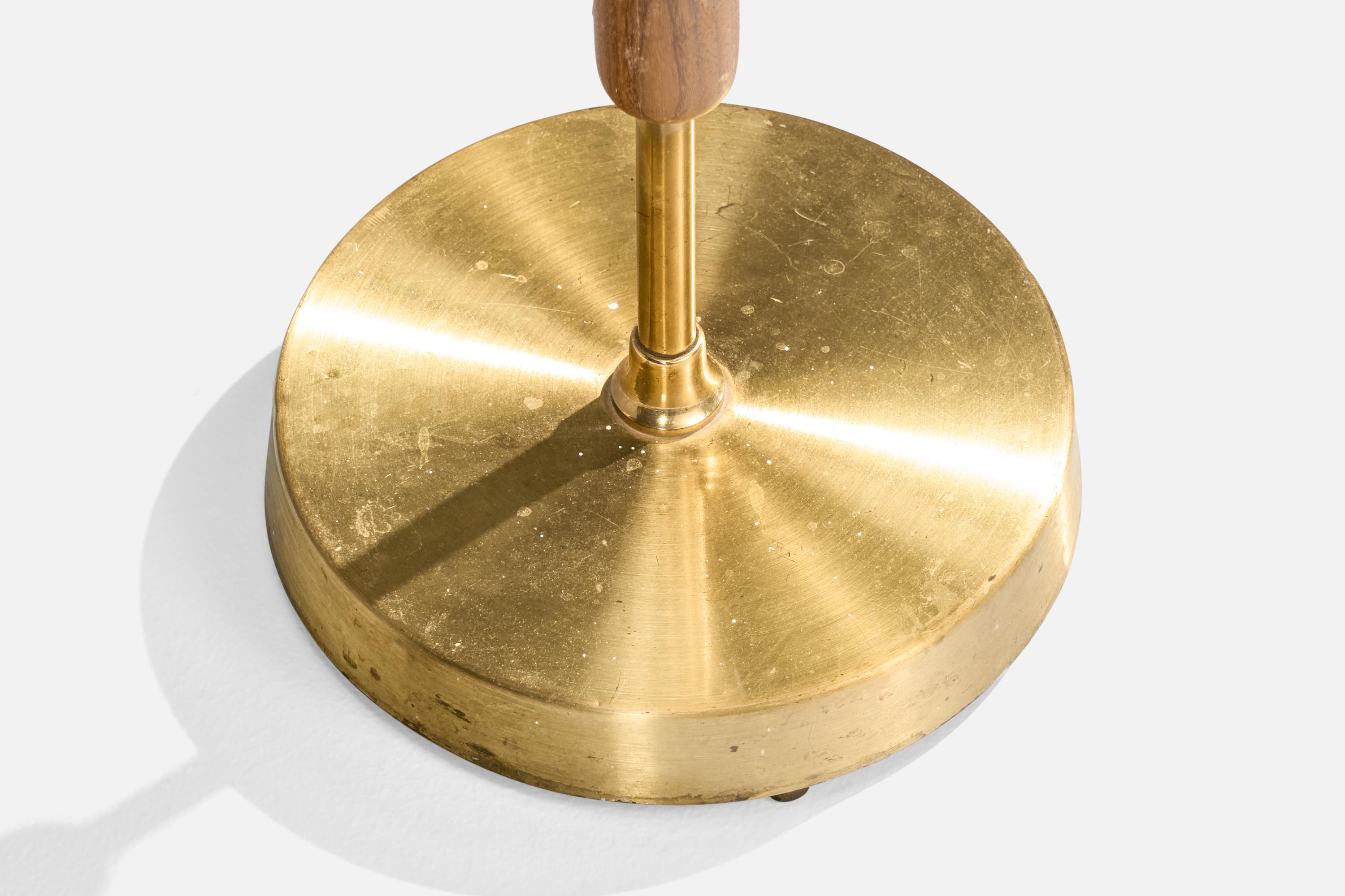 EWÅ Värnamo, Floor Lamps, Brass, Teak, Glass, Sweden, 1960s For Sale 7