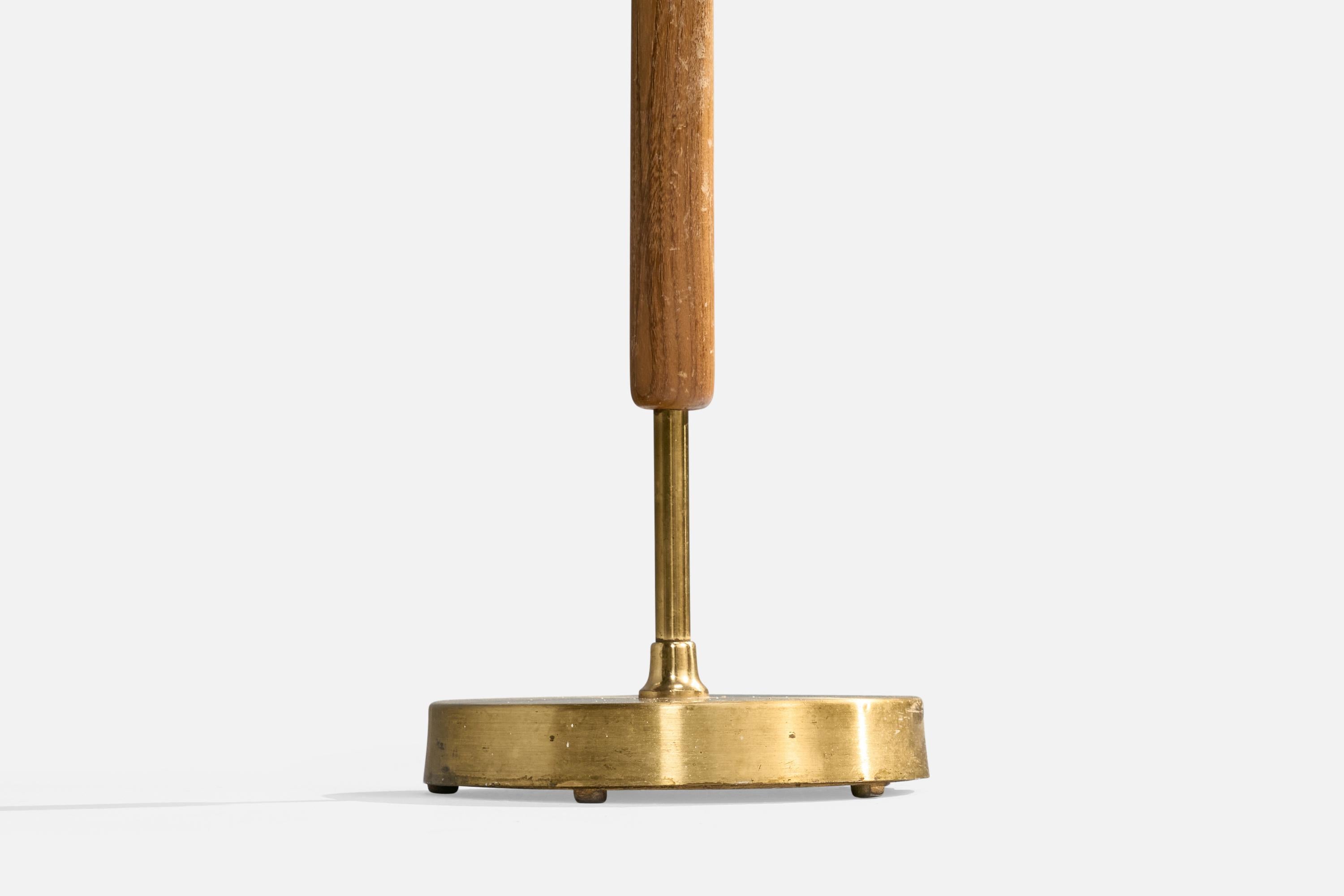 Swedish EWÅ Värnamo, Floor Lamps, Brass, Teak, Glass, Sweden, 1960s For Sale