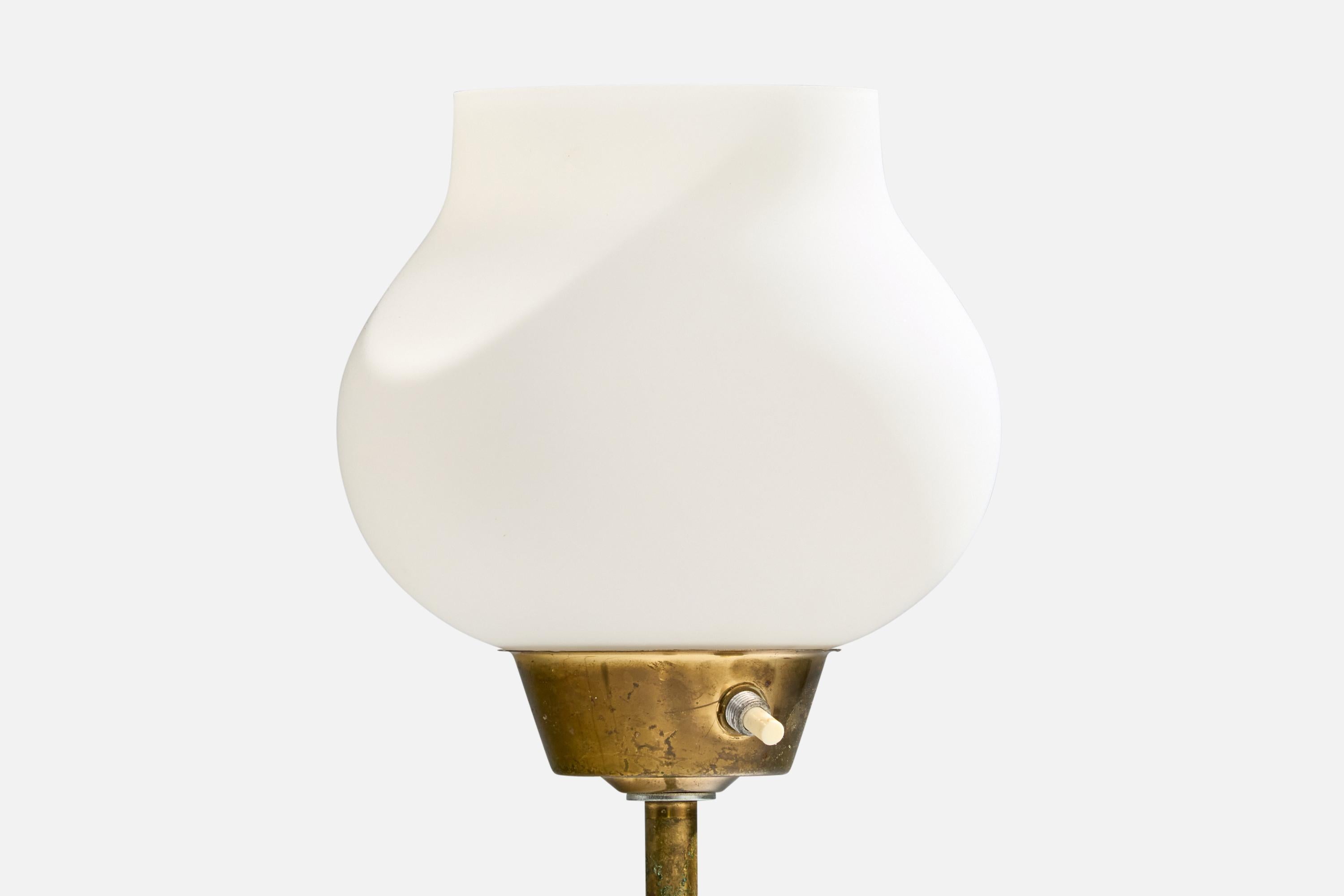 EWÅ Värnamo, Floor Lamps, Brass, Teak, Glass, Sweden, 1960s For Sale 2