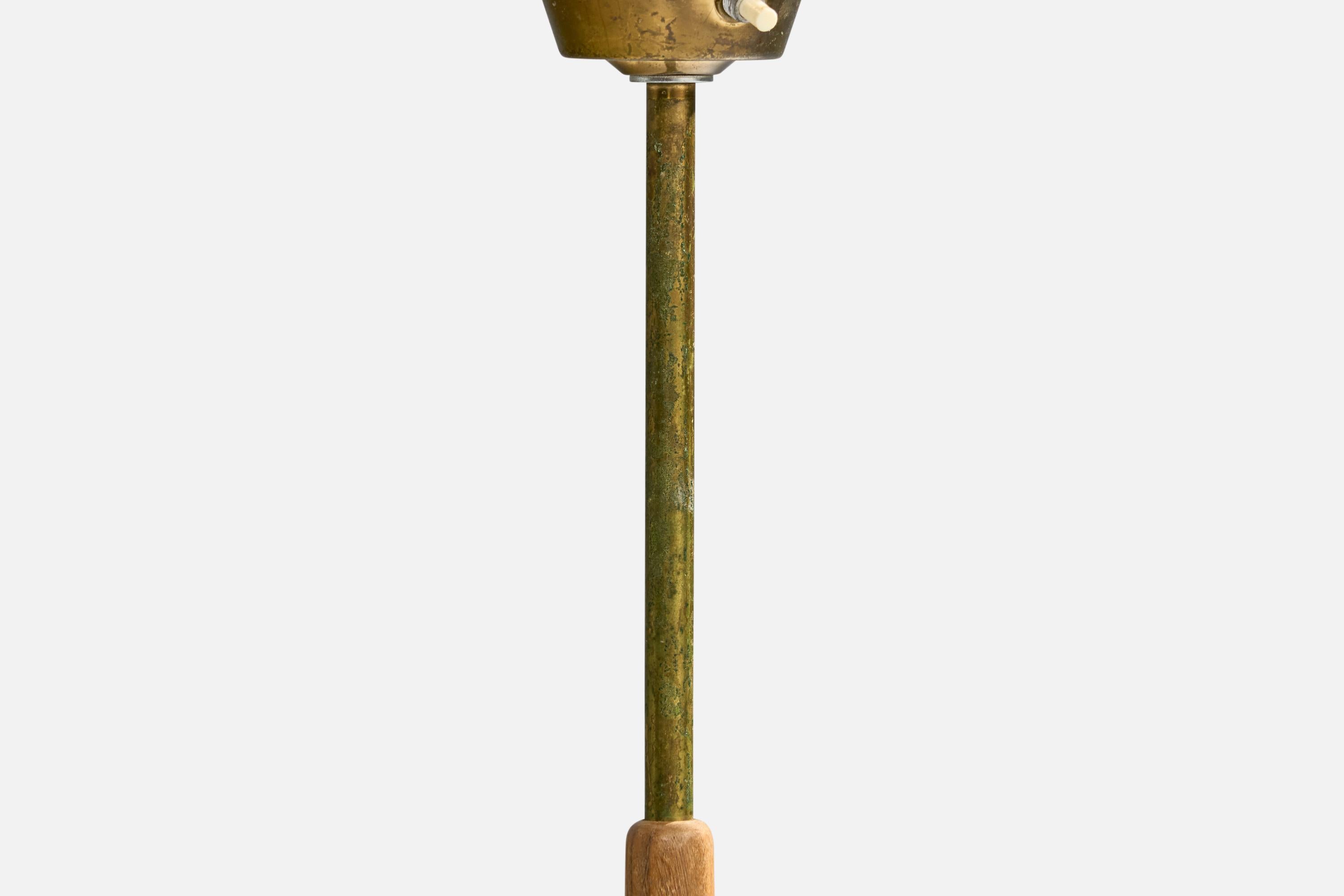 EWÅ Värnamo, Floor Lamps, Brass, Teak, Glass, Sweden, 1960s For Sale 3