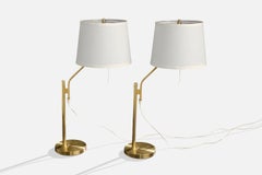 EWÅ Värnamo, Table Lamps, Brass, Sweden, 1970s