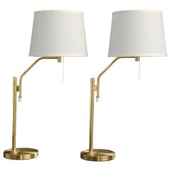EWÅ Värnamo, Table Lamps, Brass, Sweden, 1970s