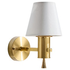 EWÅ Värnamo, Wall Light, Brass, Fabric, Sweden, 1960s