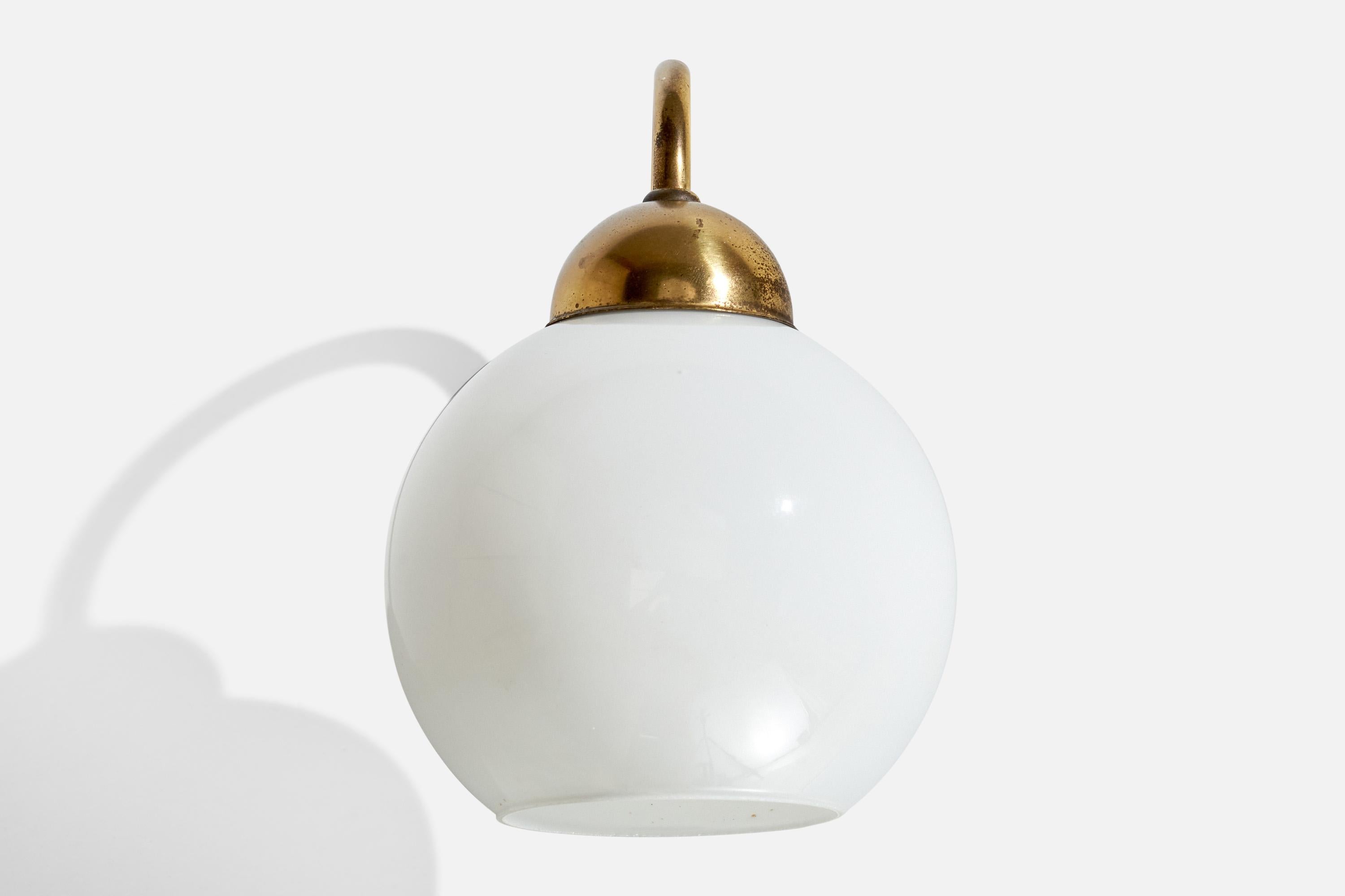 Swedish EWÅ Värnamo, Wall Light, Brass, Glass, Sweden, 1970s For Sale