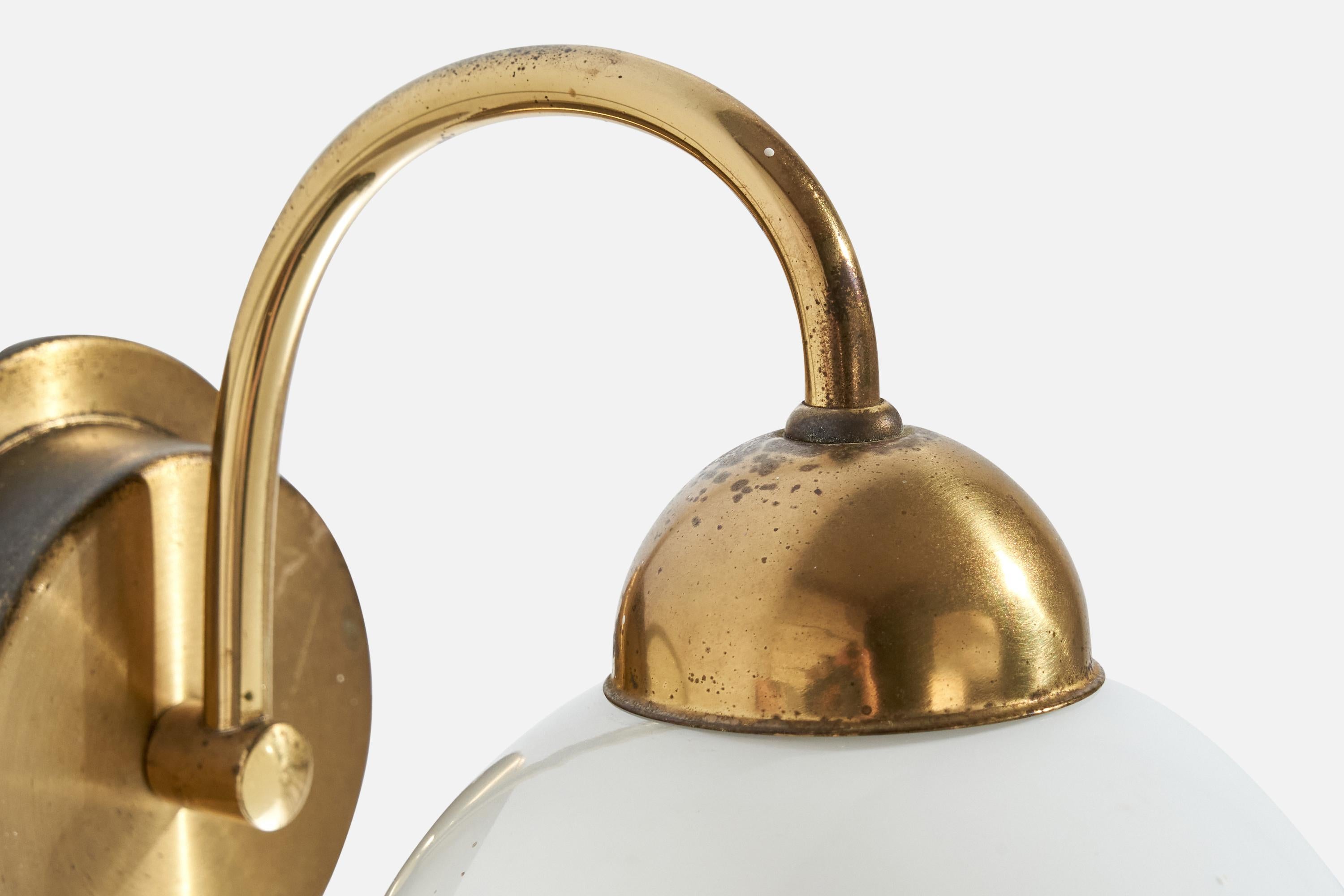 EWÅ Värnamo, Wall Light, Brass, Glass, Sweden, 1970s For Sale 1