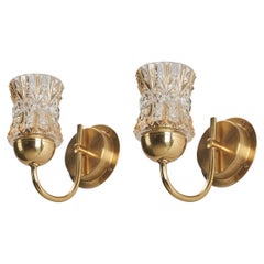 Ewå Värnamo, appliques, laiton, verre, Suède, années 1960